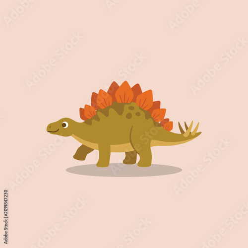 фотографія Cute Stegosaurus Cartoon Dinosaur Flat Vector Illustration for Kids