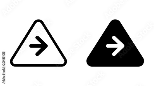 Foto Directional Arrow Icons: A set of two minimalist directional arrow icons enclosed within a triangle