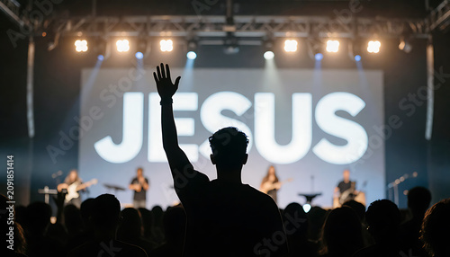 Christian youth ministry concert crowd praising with open hands