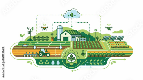 Modern farm utilizes drones solar and automation for efficient crop management