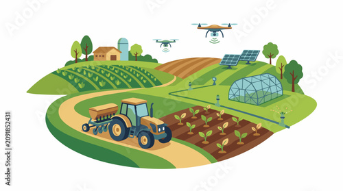 Modern farm utilizes drones solar power and automation
