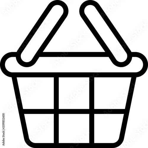 Linear shopping basket icon for e-commerce retail store and supermarket online shopping interface