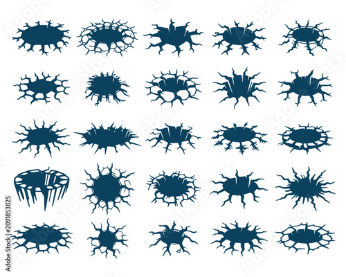 Black Ink Splatter Shapes Line Art Vector Set