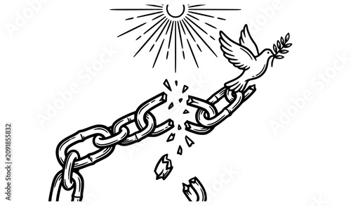 фотографія Remembrance of Slave Trade and Abolition black white broken chains banner collec