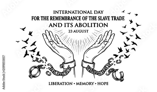 Canvastavla Remembrance of Slave Trade and Abolition black white hands release banner collec