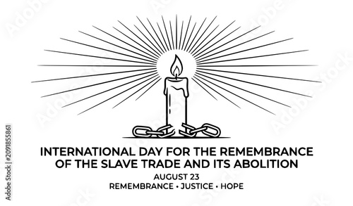 Cuadro en lienzo Remembrance of Slave Trade and Abolition black white candle flame banner collect