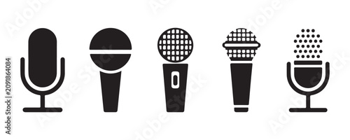 Canvastavla Studio audio recording microphone icons with vintage and modern variations for creative sound design