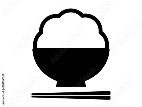 ご飯のアイコン（白飯と茶碗とお箸）