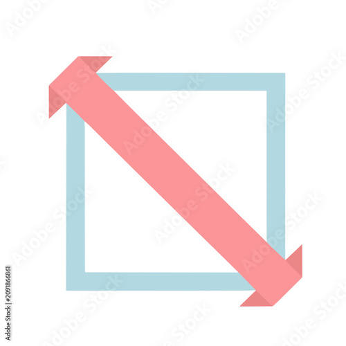 Pink arrow crossing a blue square