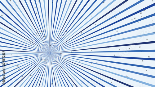 Fotografía Blue radiating sunburst beams background with center focal point and vintage grainy overlay