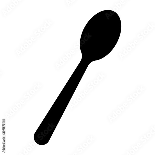 Quadro su tela A black silhouette of a spoon on a transparent background