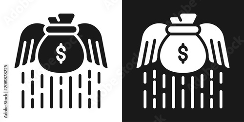 Obraz na płótnie Cash Flow Icon In Black And White Glyph Style