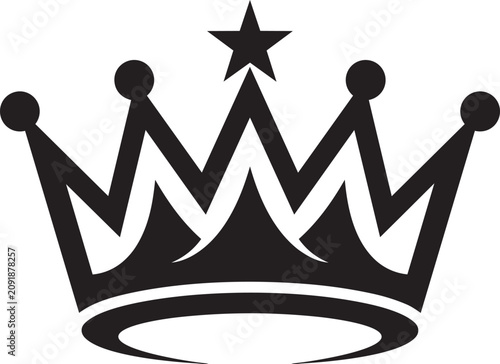 Fotografía Black classic crown icon with star top