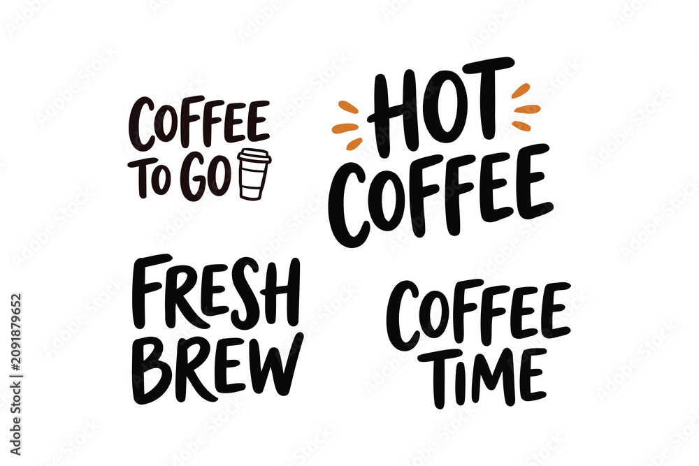 Fototapeta premium Coffee typography collection four unique phrases for coffee lovers