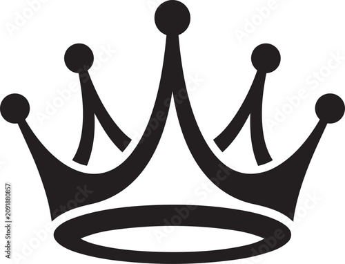 Black classic crown icon with five points