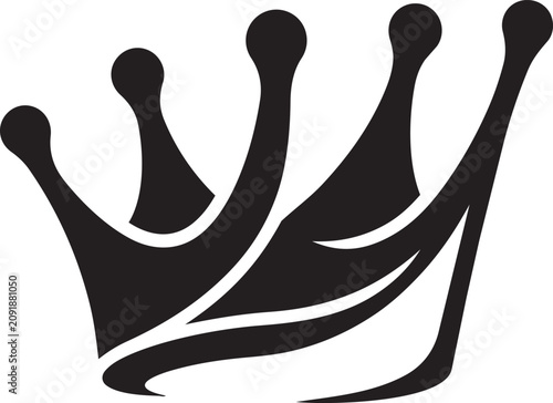Obraz na plátně Black royal crown icon with five points