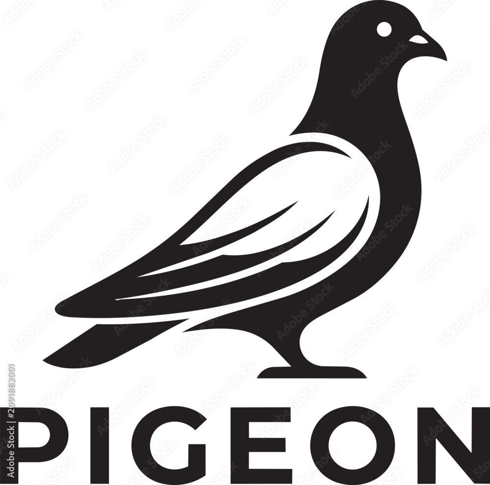 Fototapeta premium Black pigeon logo with corporate text pigeon corporate global