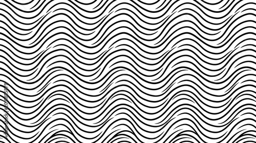 Abstract Black Wavy Line Pattern Repeating on White Background