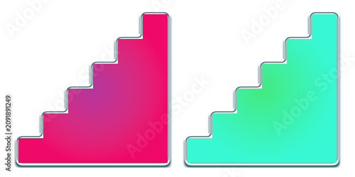 Billede på lærred Colorful step pyramid gradient blocks illustration isolated on transparent backg