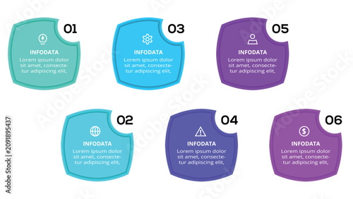 Stylish infographic with 6 steps, options, parts or processes. Business data visualization.