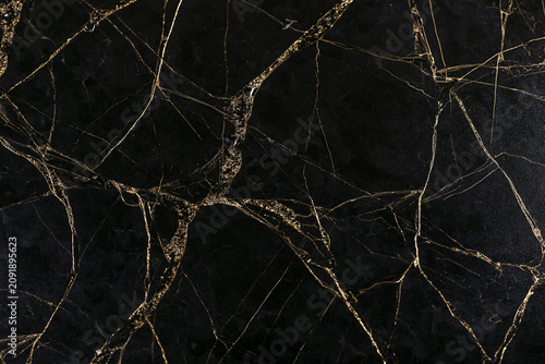 Luxurious Black Marble with Gold Veins Texture Background