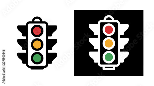Vászonkép Traffic Light Signal Icons Set for Road Safety and Urban Transportation Design