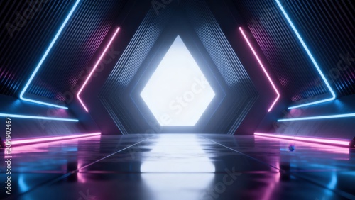 Futuristic neonlit corridor