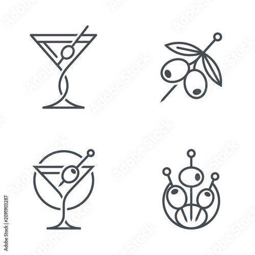Foto Martini Glass and Olive Icons.