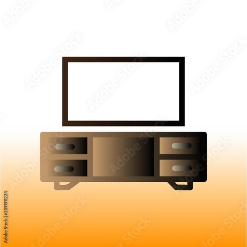 Modern computer monitor and keyboard on desk isolated on white background