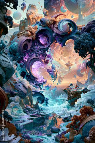 surreal organic portal landscape, dreamlike gateway to another dimension, ethereal fantasy world entrance