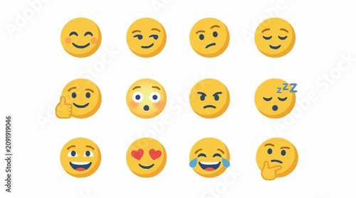 Tableau sur toile Collection of colorful emoji faces expressing emotions.