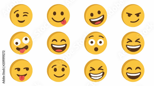 Bild auf Leinwand Collection of colorful expressive emoji faces.