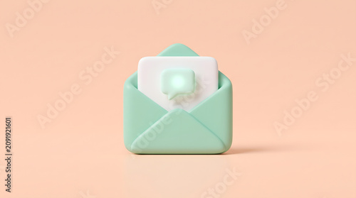 Digital Envelope Icon with Notification Message Symbol for Communication