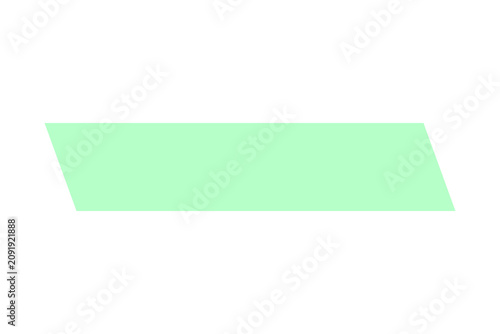 Minimalist Light Mint Green Parallelogram Slanted Rectangle Banner Geometric Flat Shape Element Isolated on Transparent Background