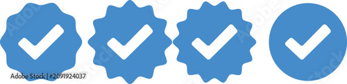 Modern Blue Verified Badge Icon Set for Social Media verified check mark circle and badge set