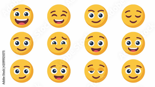 Fotografía Collection of colorful cartoon emoji faces expressing emotions.