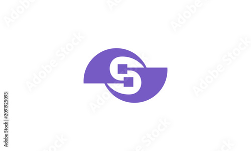 Принти на полотні Minimalist purple letter S tech logo design, abstract geometric circuit initial