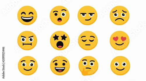 Obraz na plátne Collection of colorful emoji faces expressing various emotions.
