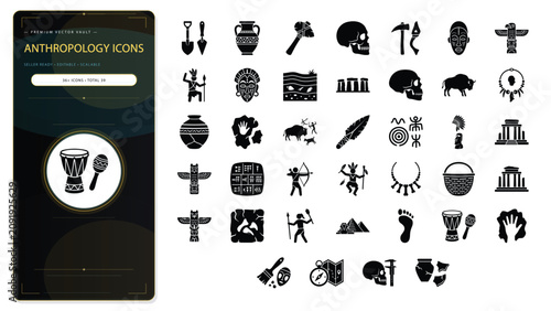 Foto Anthropology and culture vector icon set