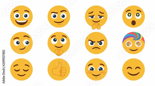 Bilde på lerret Colorful Emoji Faces Expressing Various Emotions.