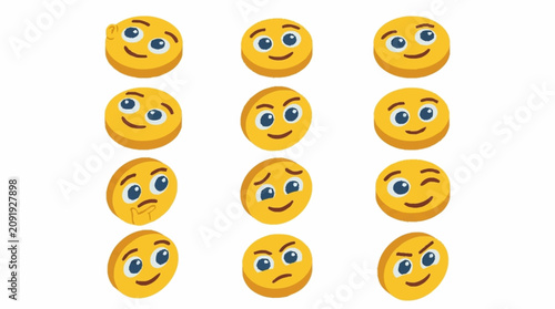 Quadro su tela Collection of Yellow Smiley Face Emoticons.