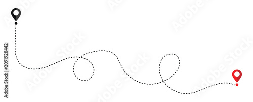 Fotografía Route icon -  Route location icon two pin sign and dotted line