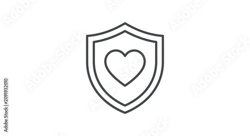 Shield with heart symbol icon.