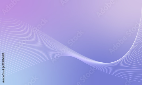 Abstract flowing wave lines on purple blue gradient background