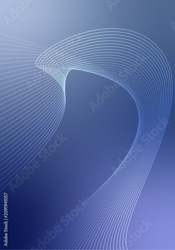 Abstract blue lines forming flowing digital wave