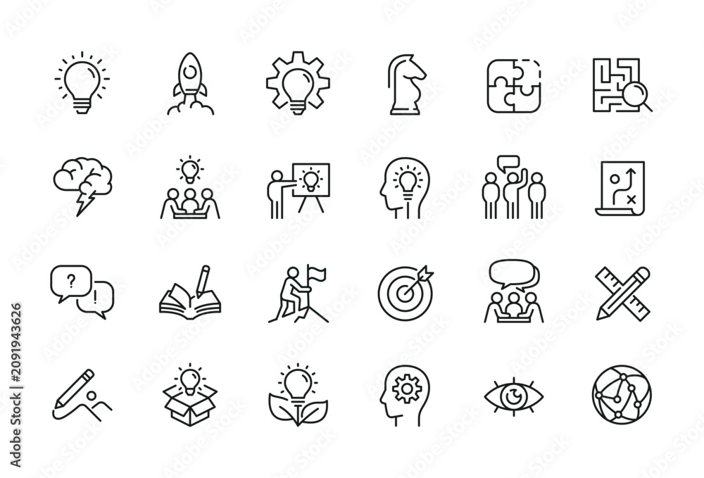 Fototapeta premium Minimalist Line Art Illustration of Speech Bubbles and Pencil