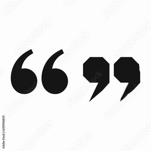 Minimalist Quotation Marks Icon Double Quote Comma Speech Bubble Mark Set