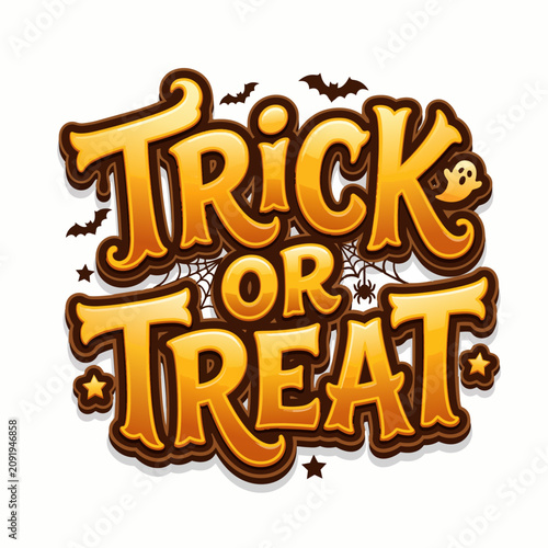 Trick or Treat Layered Typography Effect Spooky Halloween Text Cartoon Lettering