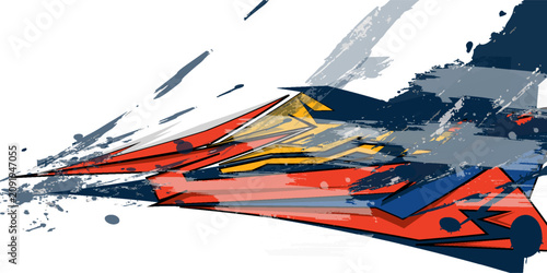 Fotografie Abstract red and yellow sports racing concept