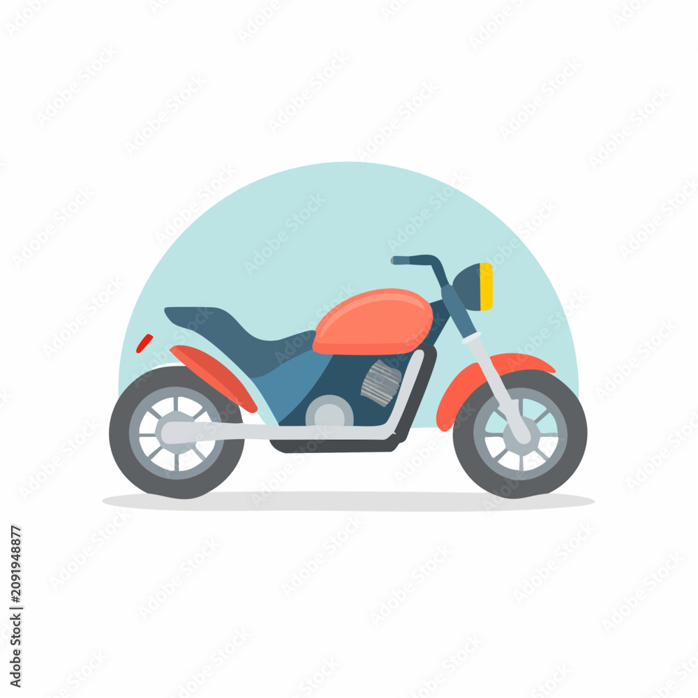 Obraz premium Flat Style Motorcycle Vehicle Transportation Icon